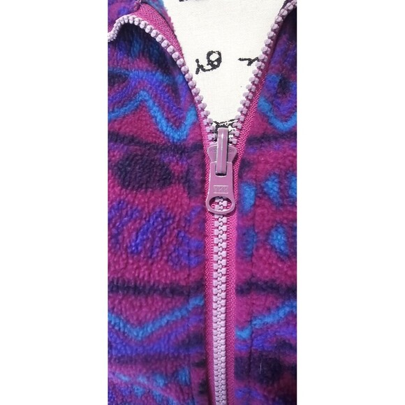Vtg Columbia Fleece Jacket Full Zip Aztec Southwest Print Sz XL Purple Blue 90's - Picture 3 of 16